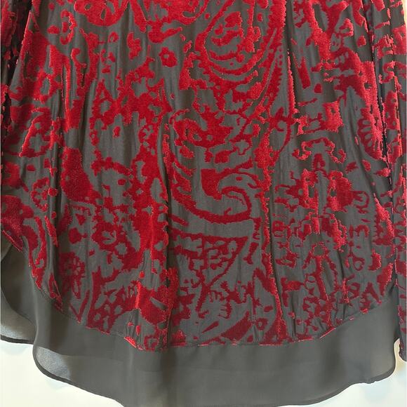 Simply Vera Vera Wang Velvet Burnout Long Sleeve Tunic Top Burgundy Black Size L - Picture 9 of 13